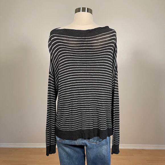 Eileen Fisher • Off The Shoulder Striped Long Sleeve Top - Picture 3 of 5